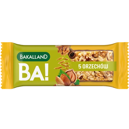Zestaw: 10x Bakalland BA! Baton zbożowy 5 orzechów 40g