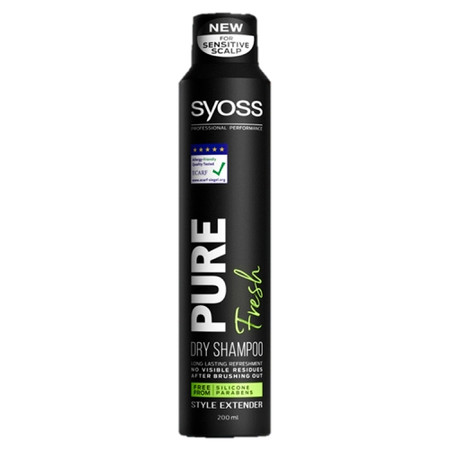 Syoss − Pure Fresh Dry Shampoo, suchy szampon do włosów odświeżający − 200 ml
