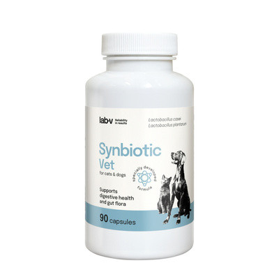 Lab-V Synobiotic Wsparcie zdrowia układu pokarmowego i mikroflory jelitowej dla psów i kotów 90 kaps.
