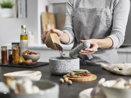 JJ-Moździerz z drewnianą pokrywą Dash, granit