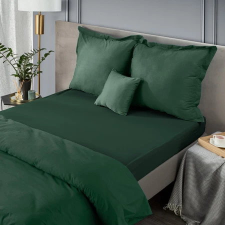 Prześcieradło z gumką, Jersey D91 180 x 200 x 30 cm, Butelkowy Zielony