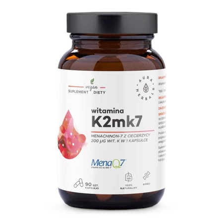Aura Herbals Witamina K2 MK7 200 mcg MenaQ7 kompleks witamin 90 kaps.