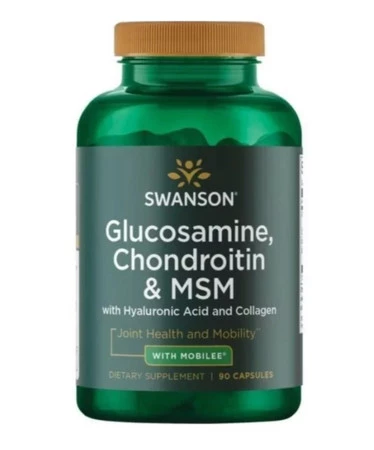 SWANSON Glukozamina, Chondriotyna, MSM, kwas hialuronowy, kolagen (90 kaps.)
