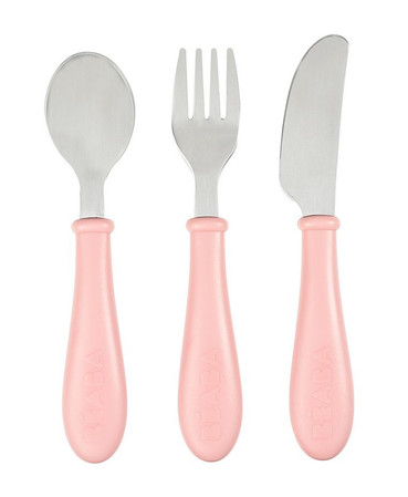 Beaba, Sztućce ze stali nierdzewnej 12 m+ Old Pink
