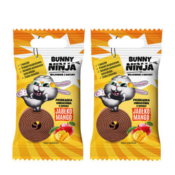 Zestaw: 2x Bunny Ninja Przekąska owocowa o smaku jabłko-mango 15g zero cukru besglutenowa