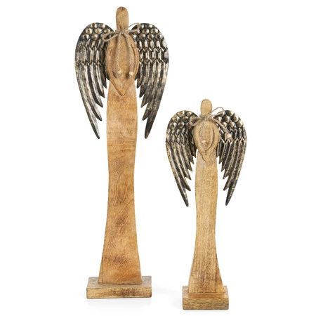 Świąteczna figurka dekoracyjna Anioł wym.: 19 x 8 x 42 cm, kolor: jasnobrązowy,