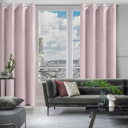 ZASŁONA GOTOWA D91 ROSA NA TAŚMIE 140 X 270 CM PUDROWY RÓŻ