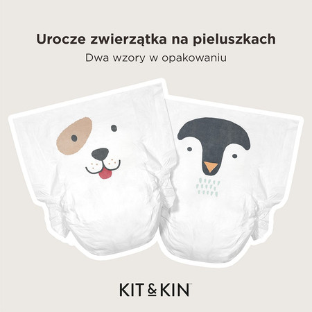 Kit & Kin, Pieluszki Jednorazowe 6 Junior (15 kg+), Piesek/Pingwinek, 24 szt.