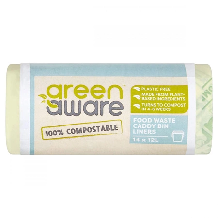 GreenAware − Kompostowalne worki na odpady spożywcze,12L − 14 szt.