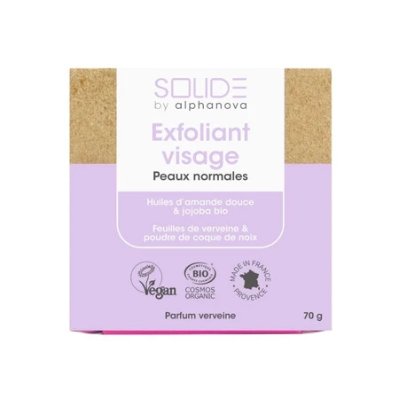 Alphanova Solide, Peelingująca kostka do mycia twarzy, 75g