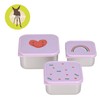 Lassig Pojemnik na przekąski snackbox ze stali nierdzewnej 3 szt. Happy Rascals Heart lavender