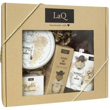 LaQ Zestaw prezentowy dla mężczyzn Dzik (żel p/pr 500ml+olejek 30ml+mydło kostka 85g+peeling 200ml) 1op.
