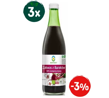 Zestaw: 3x ZAKWAS Z BURAKÓW KISZONYCH BEZGLUTENOWY BIO 500 ml - BIO FOOD