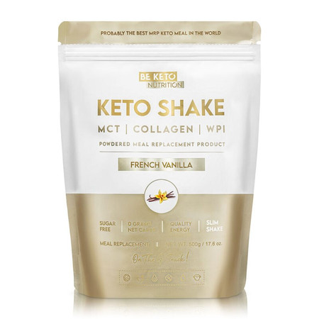BeKeto Diet Keto Shake MCT & Collagen Natural Chocolate - wysokobiałkowy shake z MCT i kolagenem 500 g smak francuska Vanilia