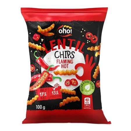 Chipsy z czerwonej soczewicy o smaku flaming hot 100g