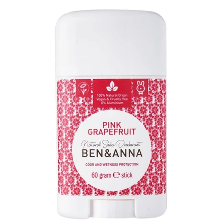 BEN and ANNA, Naturalny dezodorant na bazie sody PINK GRAPEFRUIT (w sztyfcie,  plastikowy), 60g