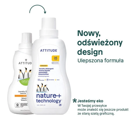 Attitude NATURE+, Płyn do prania o zapachu skórki cytrusowej, 1050 ml