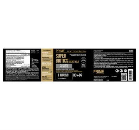 Prime Next Generation Postbiotyk z witaminą D3 i B9, 550 mg SuperBiotics™ 90 kaps. 90 dni stosowania