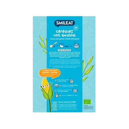 Smileat, BIO Kaszka bezglutenowa dla niemowląt z komosą ryżową 4m+, 200g