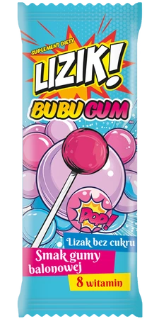 Lizik BUBUGUM lizak bez cukru smak gumy balonowej 1 szt. STARPHARMA
