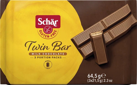 Schar -Twin bar, wafelki w czekoladzie bezglutenowe -  3x21.5 g