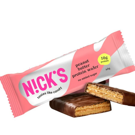 Nicks Protein Waffer, Peanut Butter bezglutenowy wafelek proteinowy 40g smak masła orzechowego