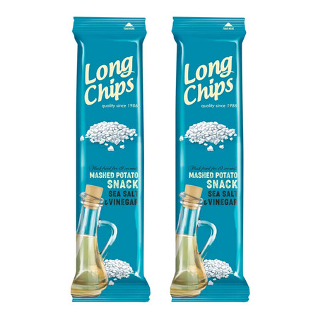 Zestaw 2x Long Chips − Chipsy ziemniaczane o smaku soli morskiej z octem − 75 g