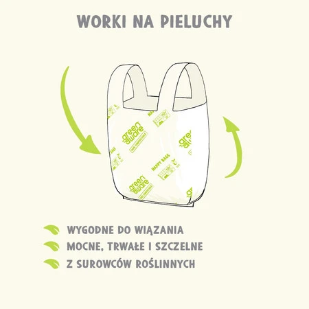 GreenAware, Kompostowalne woreczki na zużyte pieluszki, 30 szt.