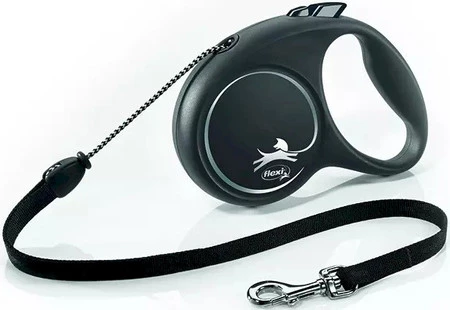 FLEXI BLACK Design Smycz sznurowa S / 5m czarna