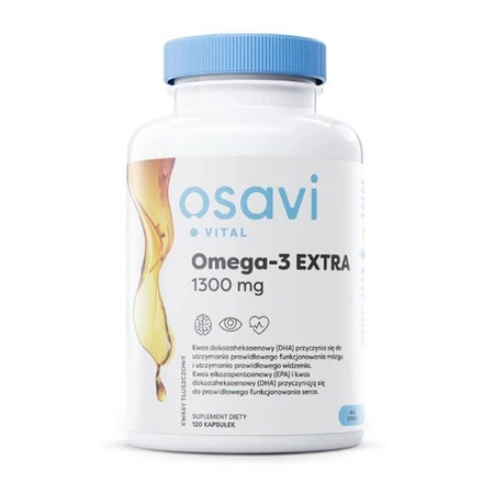 OSAVI Omega-3 Extra, 650 mg - smak cytrynowy 120 kaps.