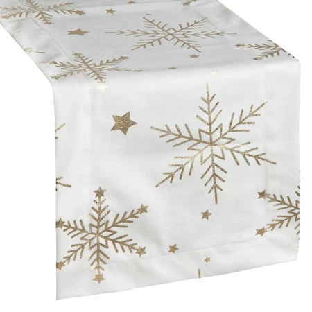 Bieżnik świąteczny na stół rozm.: 40 x140 cm, kolor biały welwetowy zdobiony