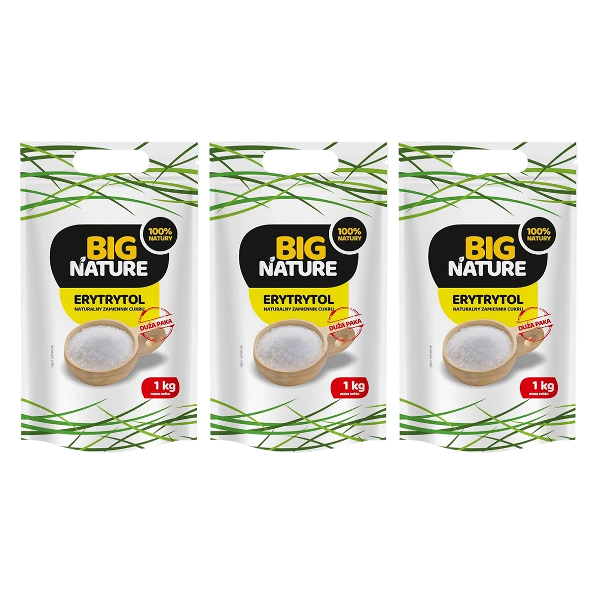 Zestaw 3x Big Nature Erytrytol 1 kg - Nabea.pl