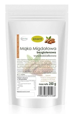 Mąka migdałowa odtłuszczona bezglutenowa 250g EFAVIT