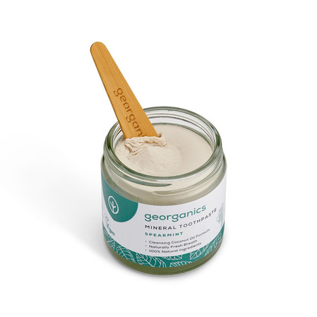 Georganics, Mineralna pasta do zębów w słoiku, bez fluoru, do codziennej pielęgnacji, smak zielonej mięty, 60 ml