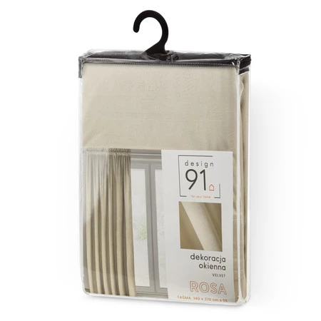 ZASŁONA GOTOWA D91 ROSA NA TAŚMIE 135 X 300 CM JASNOBEŻOWY