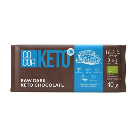 Raw - Ciemna czekolada keto z olejem mct, bez dodatku cukru, bio -  40 g