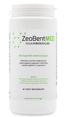 ZeoBentMED ® Ultradrobny Mikronizowany Zeolit i Bentonit 500mg 200 kaps. wyrób medyczny