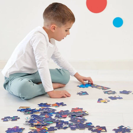 Janod Puzzle w walizce Rakieta kosmiczna 54 elementy 5+, Made in France