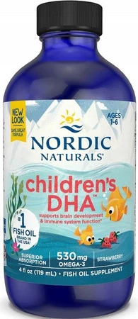 Children's DHA 530mg Omega-3 suplement diety w płynie Truskawka 119ml