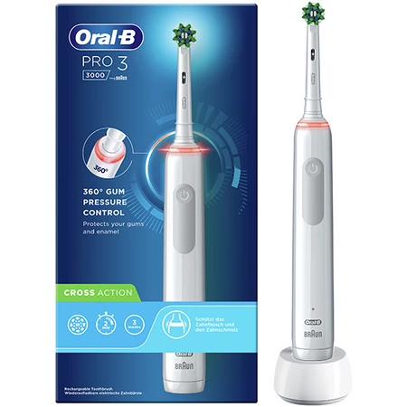 ORAL-B BRAUN SZCZOTECZKA ELEKTRYCZNA PRO3 3000 WHITE D505.513.3 (1x rączka, 1x koń.CA, ładowarka)