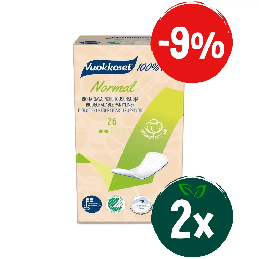 Zestaw: 2x Vuokkoset − 100% BIO Wkładki higieniczne Normal − 26 sztuk - Nabea.pl