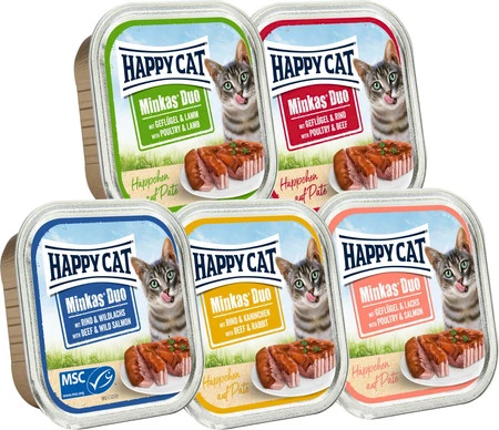 HAPPY CAT DUO Rind Wildlachs Wołowina Łosoś pasztet 100g