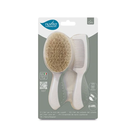 Nuvita, Zestaw dla dzieci: szczotka i grzebień, Sage Green