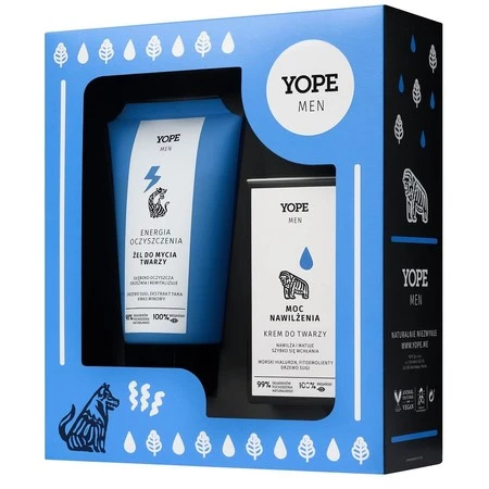 Yope - Xmas Zestaw Men Wood, żel do mycia twarzy 150ml+krem nawilżający 50ml