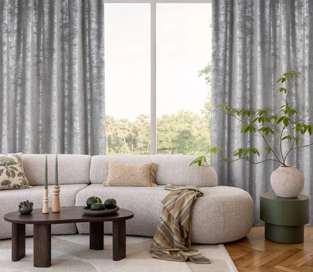 Zasłona 135x270 Avena stalowa szampańska gotowa na taśmie