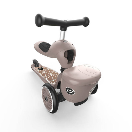 SCOOTANDRIDE Highwaykick 1 Lifestyle 2w1 Jeździk i hulajnoga z zamykanym schowkiem 1-5 lat Brown Lines