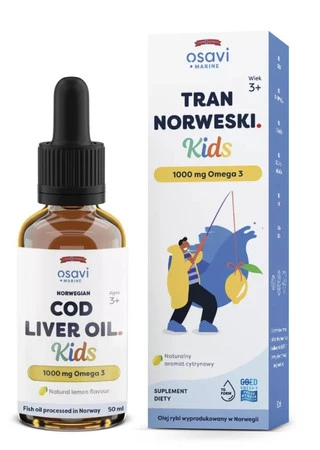 Tran Norweski Kids 1000 mg Omega 3 - smak cytrynowy (50 ml)