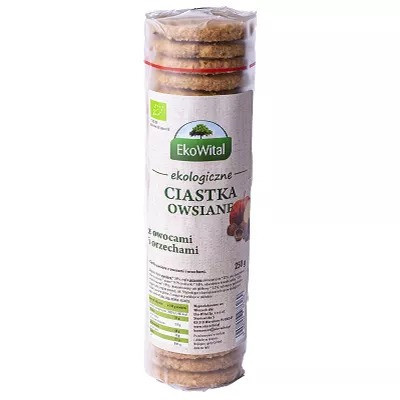 EkoWital − Ciastka owsiane z owocami i orzechami BIO − 250 g