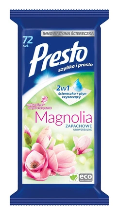 Presto ŚciereczkI czyszczące+płyn 2w1 uniwersalne Magnolia  1op.-72szt