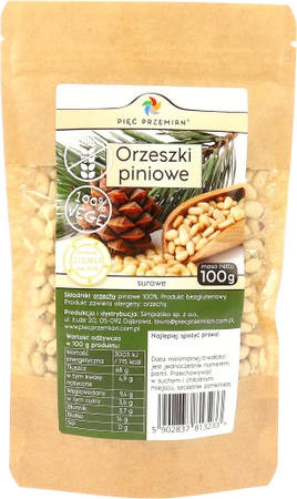 PIĘĆ PRZEMIAN Orzeszki piniowe surowe bezglutenowe 100 g